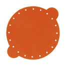 Découpe en cuir orange pour bourse, conçue par Deco Cuir, avec détails visibles sur la texture et la forme.