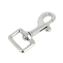 Mousqueton tournant à tirette en inox, 67x20 mm, boucle de bouclerie robuste pour fixation sécurisée.