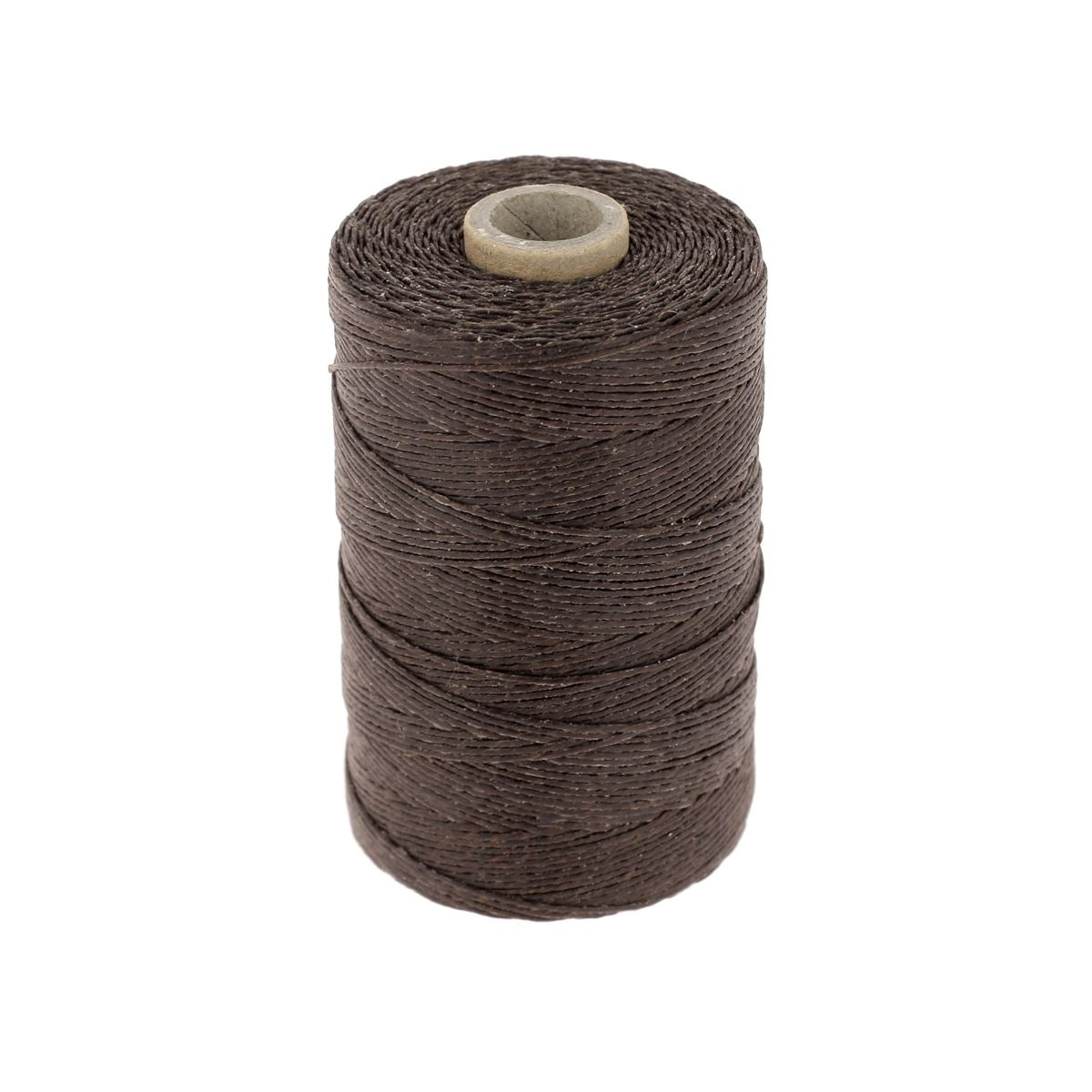 Bobine de fil de lin poissé marron de la marque Campbell's, mercerie pour couture et travaux manuels.