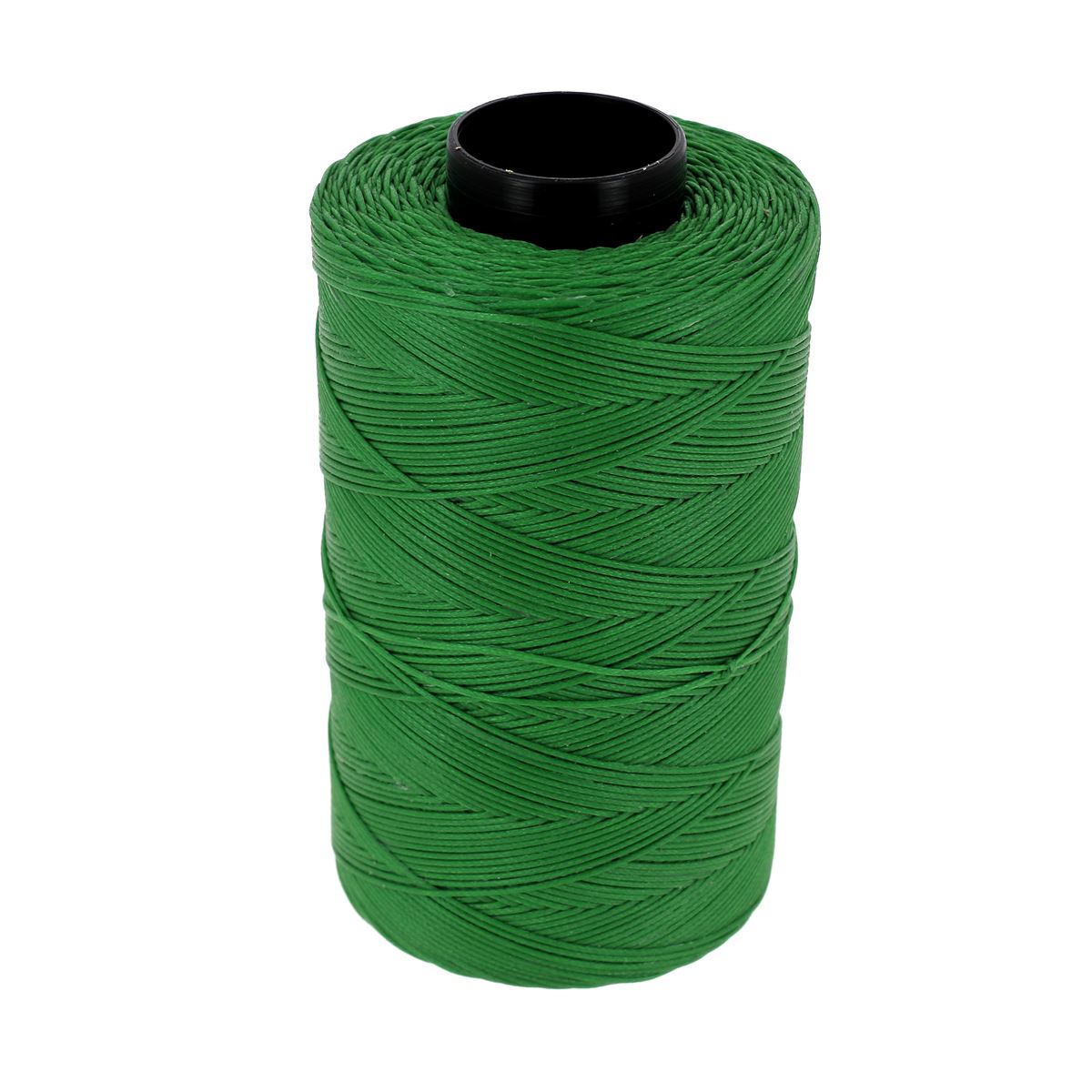 Bobine de 500m de fil polyester tressé et ciré, diamètre 0,80mm, couleur vert clair, pour mercerie.