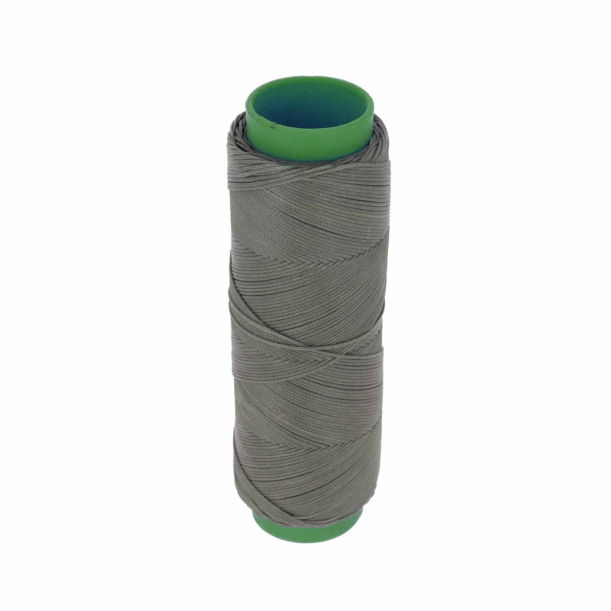 Bobine de 100m de fil polyester tressé et ciré gris, diamètre 1mm, pour travaux de mercerie.