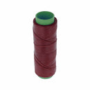 Bobine de 100m de fil polyester tressé et ciré, diamètre 1mm, de couleur bordeaux, mercerie.