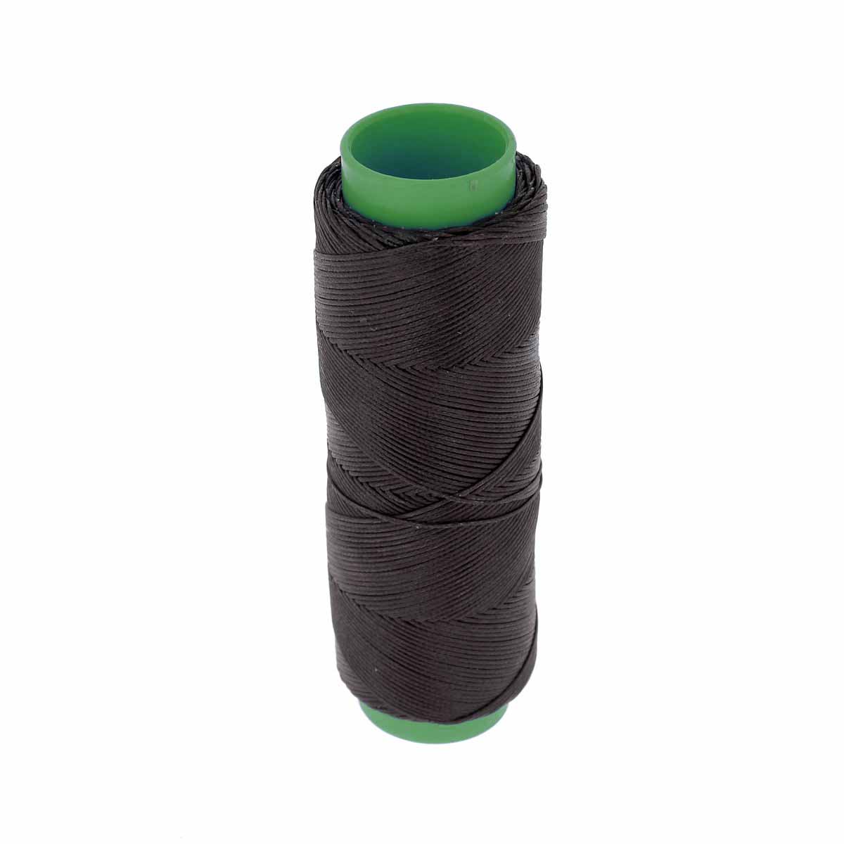 Bobine de 100m de fil polyester tressé et ciré, diamètre 1mm, de couleur ébène, pour mercerie et couture.