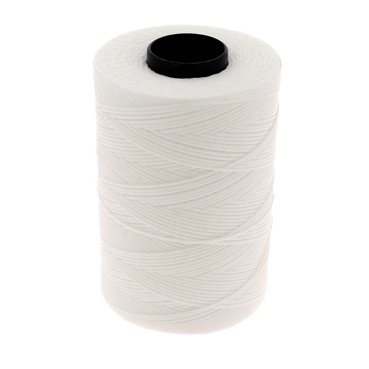 Bobine de fil polyester tressé et ciré blanc, diamètre 1 mm, longueur 500 m, mercerie pour couture et bricolage.