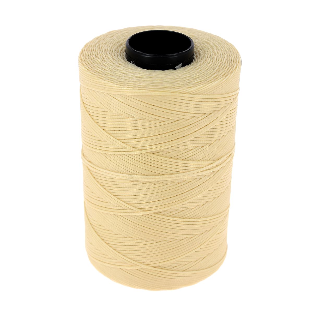 Bobine de fil polyester tressé et ciré de 1mm de diamètre, couleur beige, longue de 500m, pour travaux de mercerie.