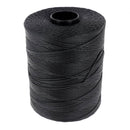 Bobine de 500m de fil polyester tressé et ciré noir, diamètre 1,2mm, pour travaux de mercerie et couture.