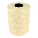Bobine de 500m de fil polyester tressé et ciré beige, diamètre 1,2mm, pour travaux de mercerie.