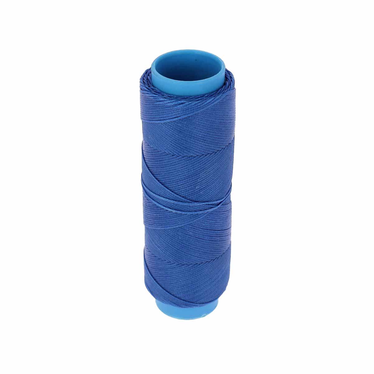 Bobine de fil polyester tressé et ciré bleu azur de 0,8 mm, 100 m, pour travaux de mercerie.