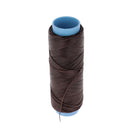 Bobine de 100m de fil polyester tressé et ciré marron foncé, diamètre 0,8mm, pour couture et mercerie.