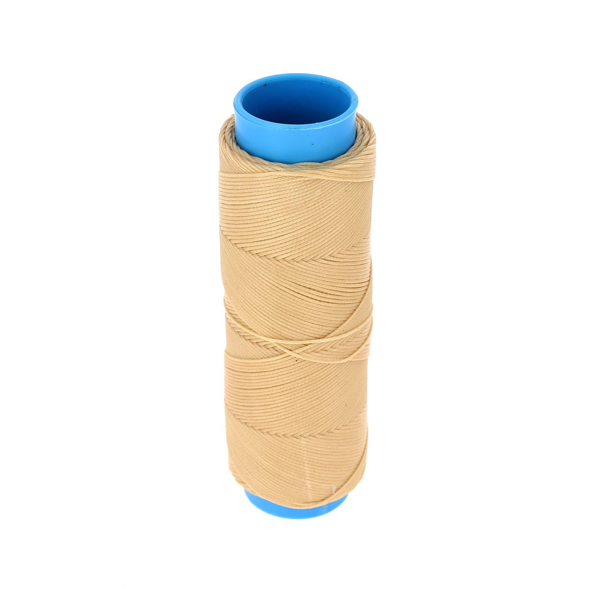 Bobine de 100m de fil polyester tressé et ciré de 0,8mm en beige, mercerie pour couture et bricolage.