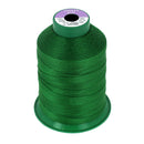 Bobine de fil polyester GRAL N°20 vert moyen de 600m, marque Coats, pour mercerie, vue de près.