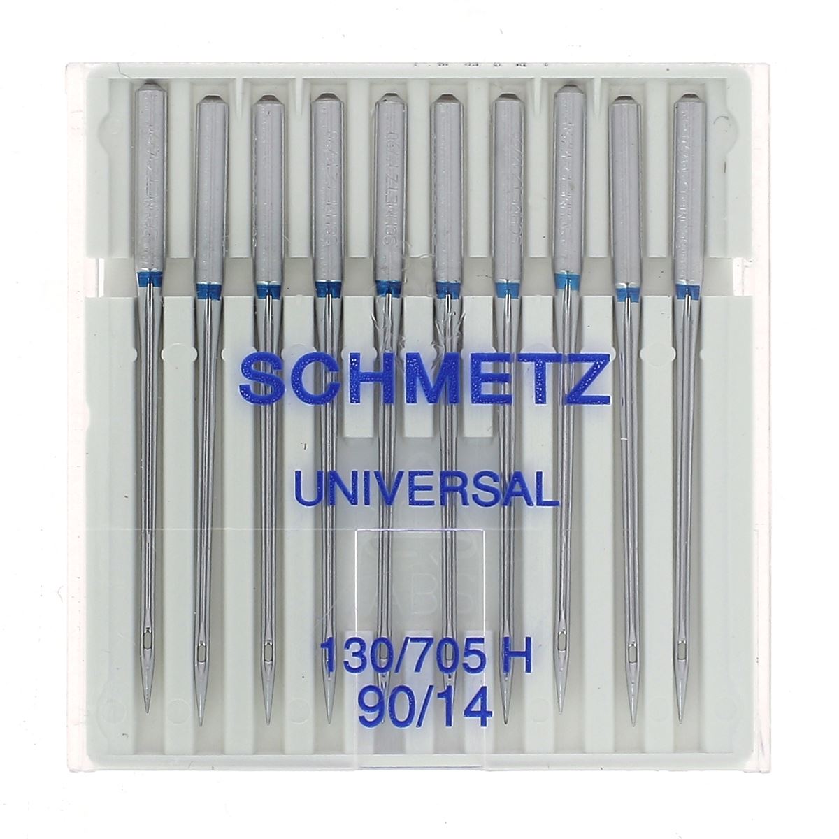 Lot de 10 aiguilles universelles pour machine à coudre Schmetz, compatibles avec divers modèles de mercerie.