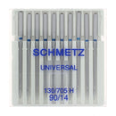 Lot de 10 aiguilles universelles pour machine à coudre Schmetz, compatibles avec divers modèles de mercerie.