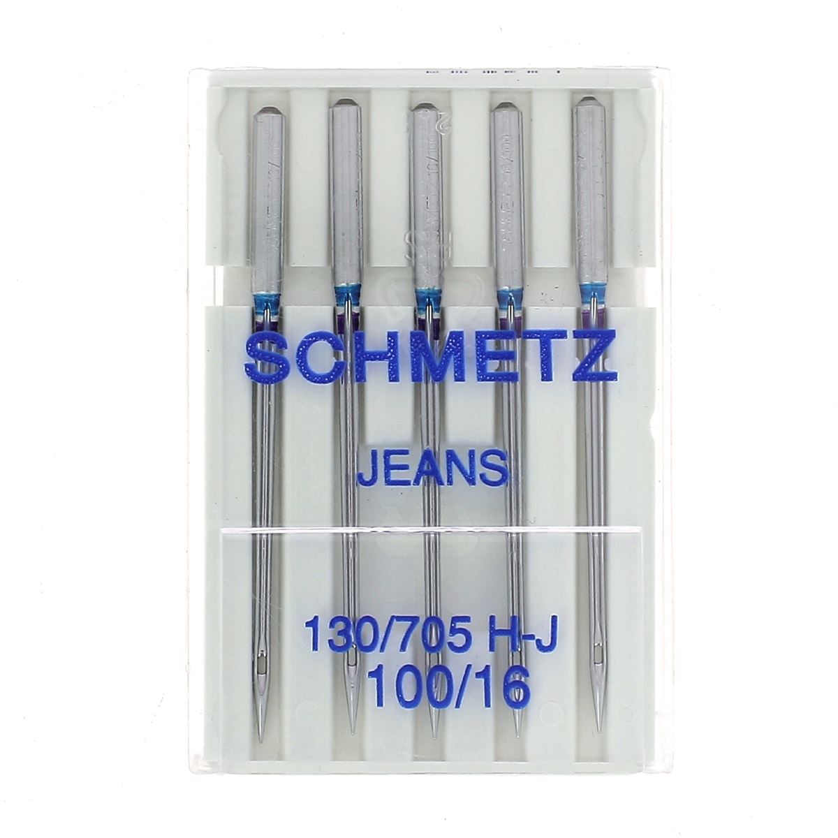 Lot de 5 aiguilles à jeans Schmetz pour machine à coudre, aiguilles de mercerie robustes pour denim et tissus épais.