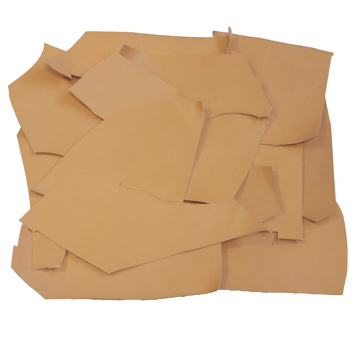 Chutes de cuir de veau tannage végétal de 1 kg, teinté marron clair Inca, épaisseur 2 mm, par Deco Cuir.