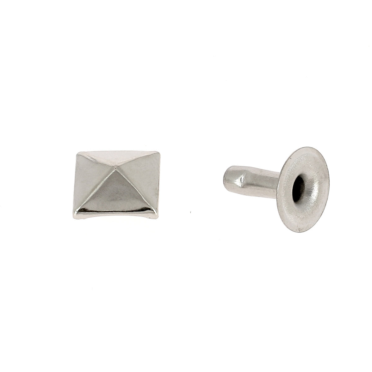 Lot de 10 clous à riveter en forme de pyramide, nickelés, pour accessoires en cuir, de 10 mm, par Deco Cuir.