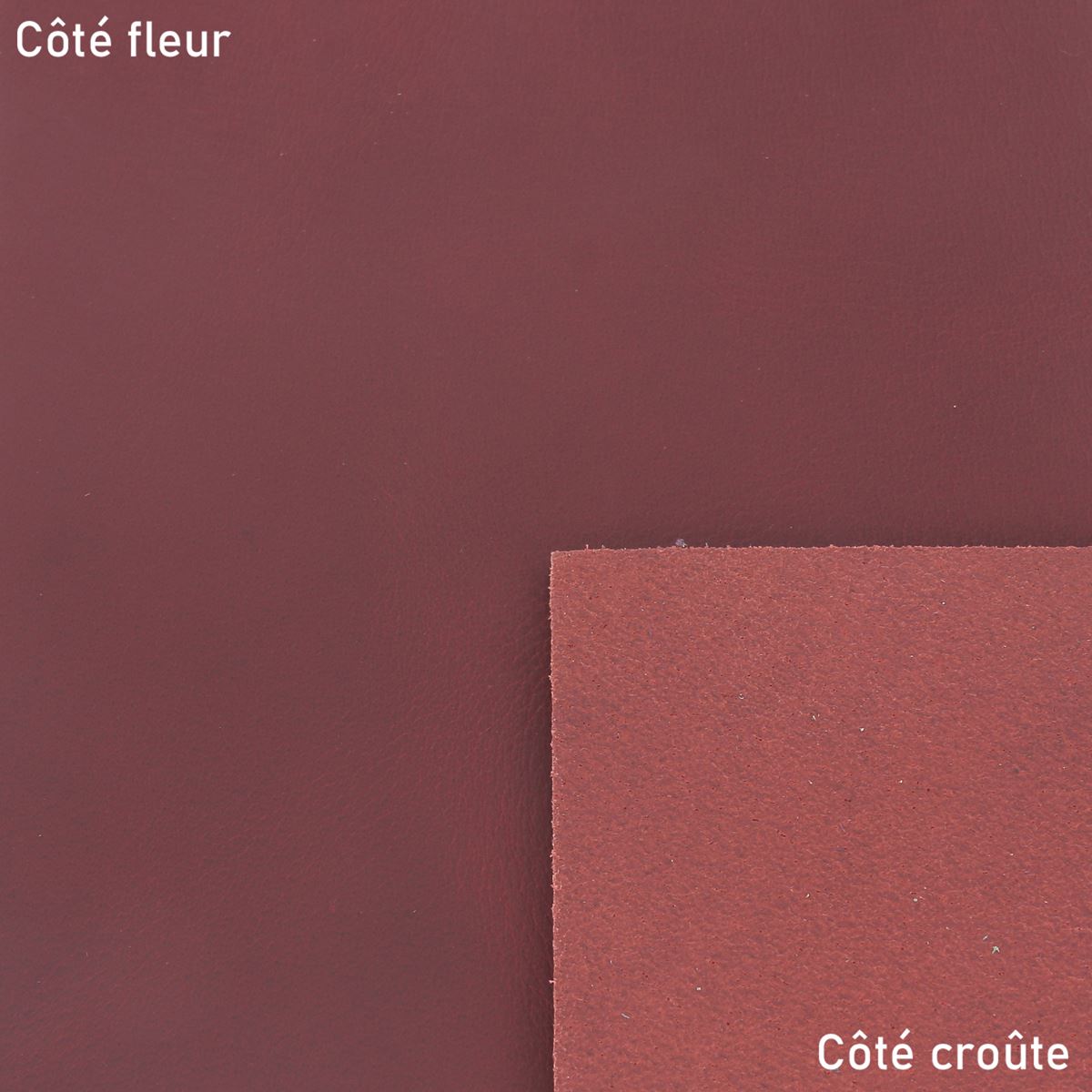 Peau de cuir Cuir de croupon tannage végétal CARMIN, texture naturelle, finition artisanale, pour projets de maroquinerie et couture.
