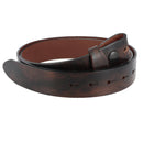 Ceinture en cuir pleine fleur marron antique avec boucle interchangeable, lanières en cuir robustes et élégantes.