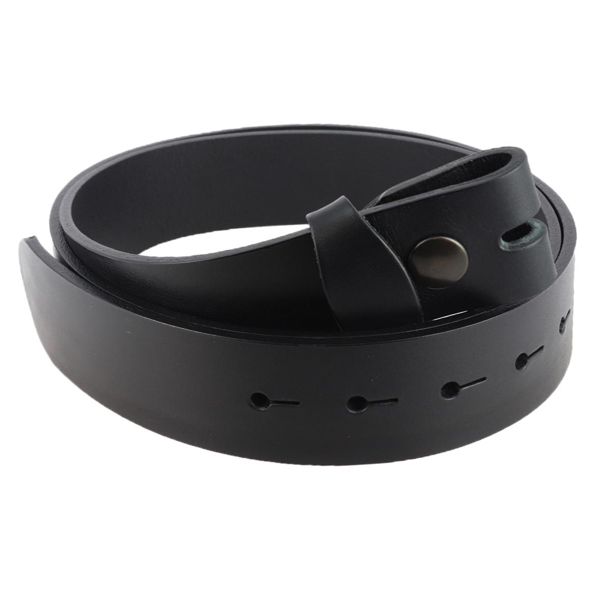 Ceinture en cuir pleine fleur noire Deco Cuir avec boucle interchangeable, lanières en cuir de 3,5 cm de large.