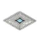 Concho à visser en forme de losange avec motif feuilles et turquoise, argent vieilli, accessoire bijou Ivan, 43 x 25 mm