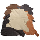 Lot de 5 peaux de cuir d'agneau pleine fleur Deco Cuir, couleurs automne, texture douce et naturelle, pour projets créatifs.