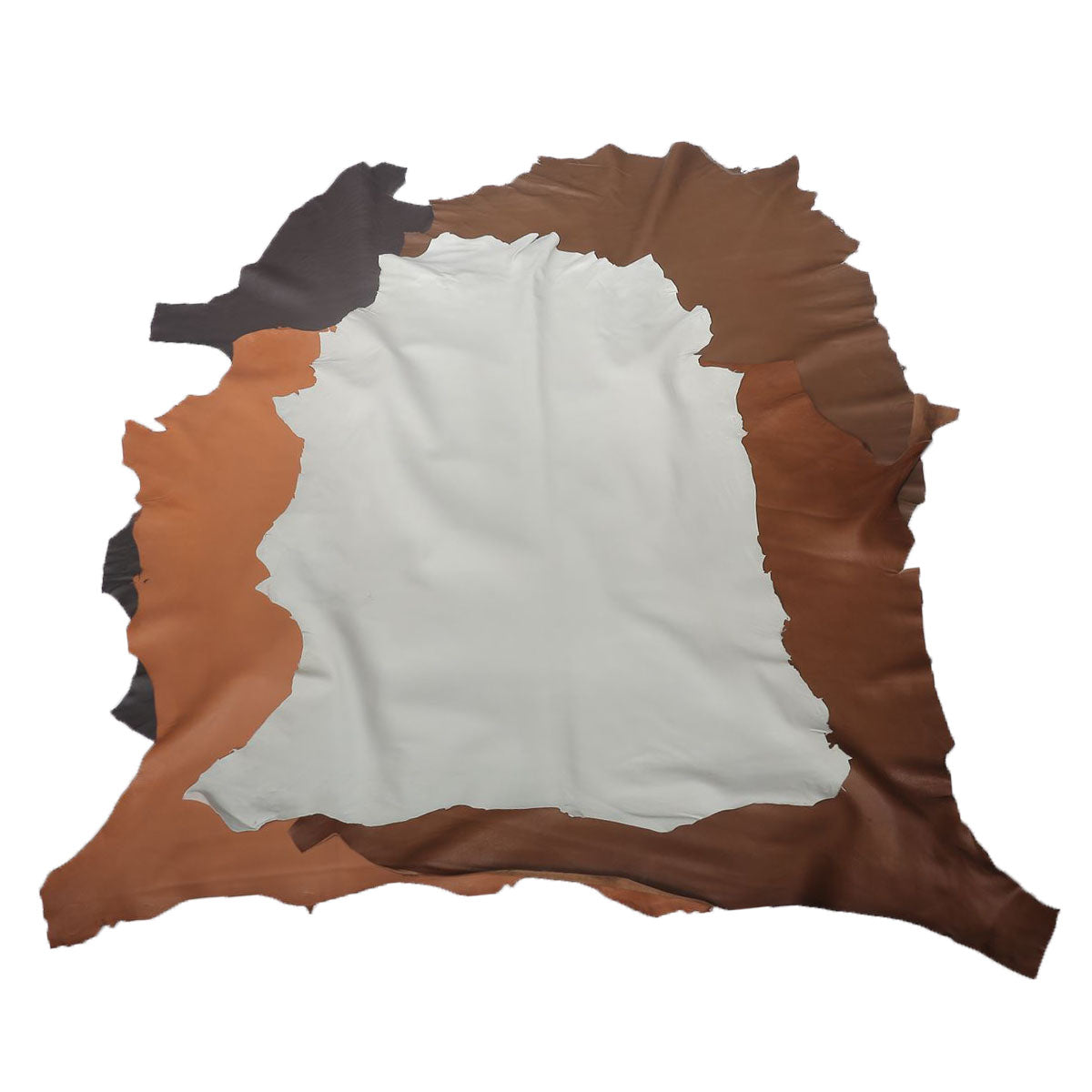 Lot de 5 peaux de cuir d'agneau pleine fleur Deco Cuir aux couleurs automne, textures riches et naturelles pour projets créatifs.