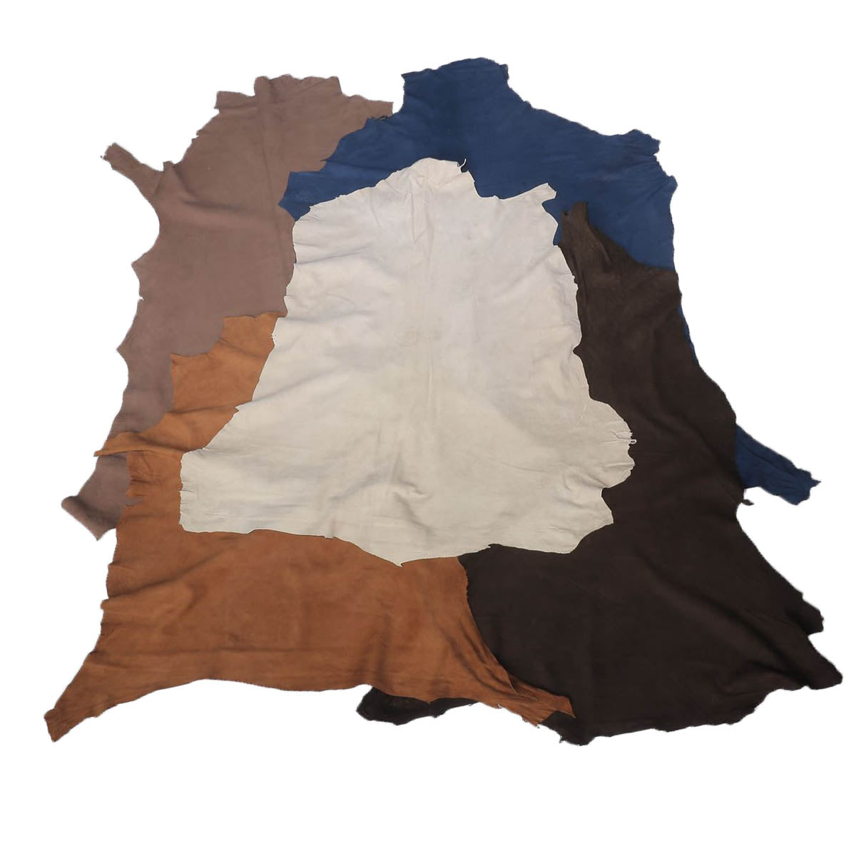 Lot de 5 peaux de cuir de chèvre velours Deco Cuir, couleurs automne, texture douce et veloutée pour projets créatifs.