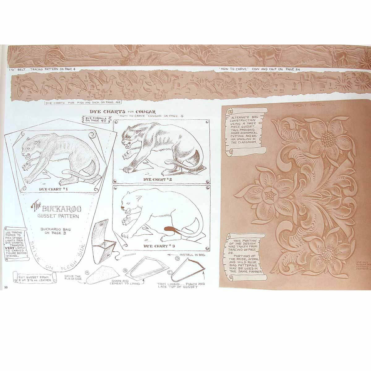 Livre Tandy Leather "How to Carve Leather" d'Al Stohlman, guide illustré pour sculpter le cuir avec techniques détaillées.