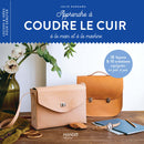Livre "Apprendre à coudre le cuir à la main et à la machine" de Julie KANSARA, couverture avec outils de couture en cuir.