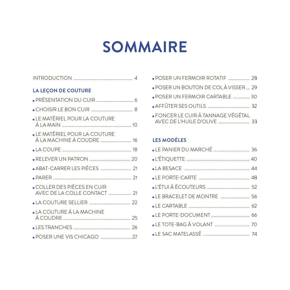 Livre "Apprendre à coudre le cuir à la main et à la machine" de Julie KANSARA, livre de couture pour cuir avec illustrations.