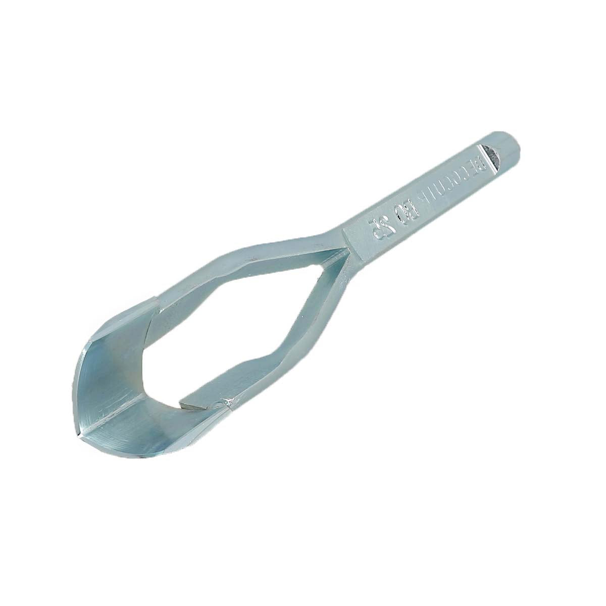 Emporte-pièce à frapper en forme d'ogive pour cuir, outil Deco Cuir, vue rapprochée sur la surface de l'outil.