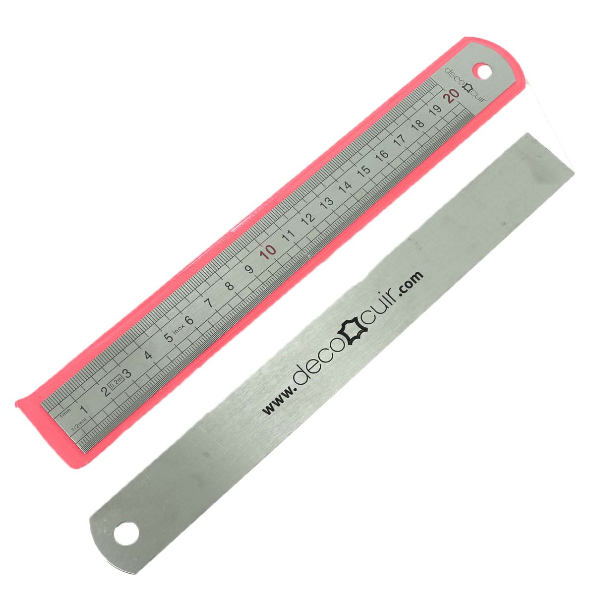 Réglet en inox large de 20 cm pour outils de décoration en cuir, fabriqué par Deco Cuir.