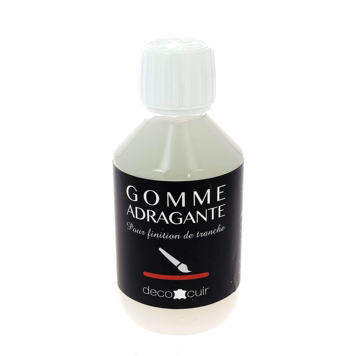 Gomme adragante Deco Cuir pour finition de tranche, produit teintures et peintures, en flacon de 250 ml.