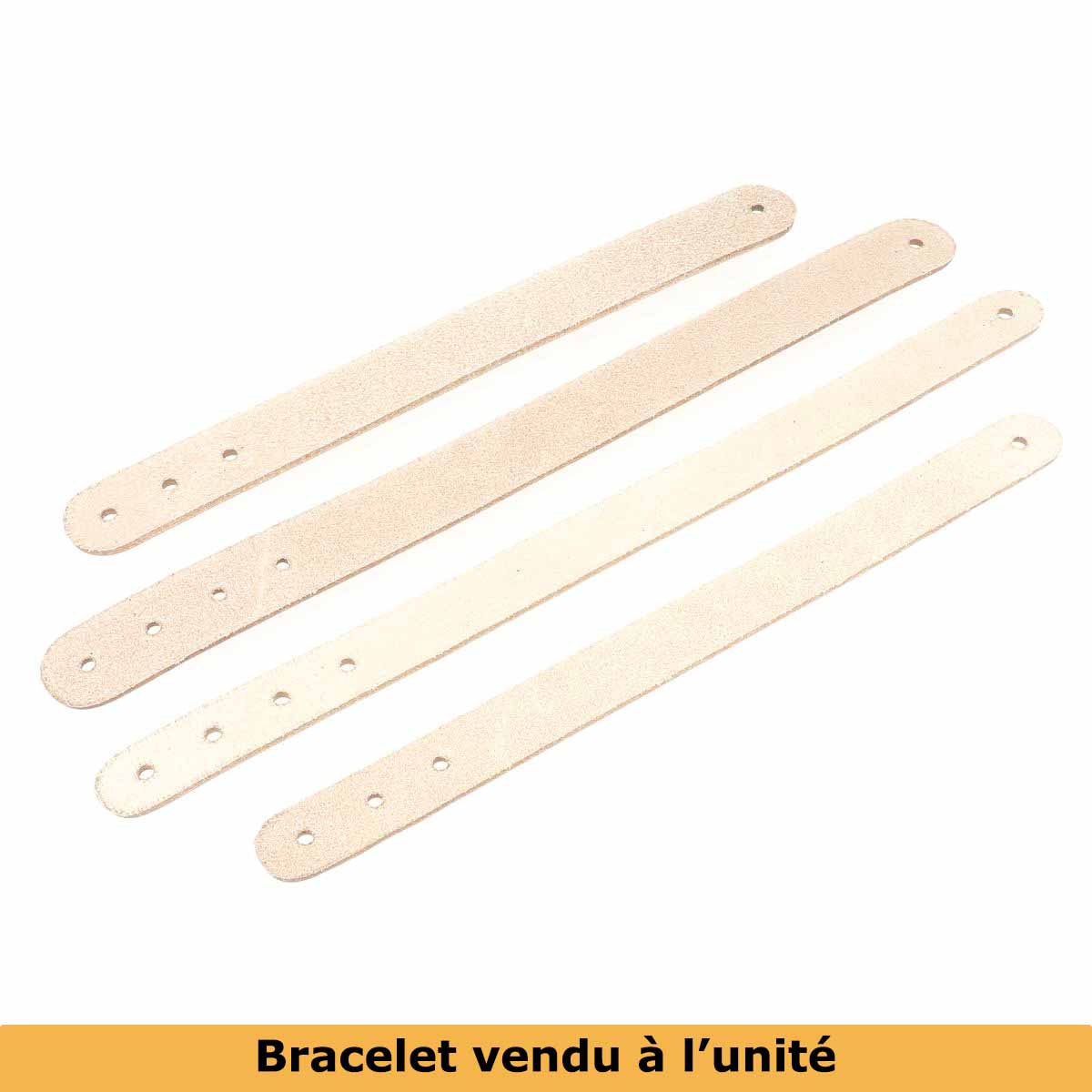 Découpe de cuir naturel pour bracelet personnalisé, taille adulte 24,5 x 1,5 cm, par Deco Cuir.