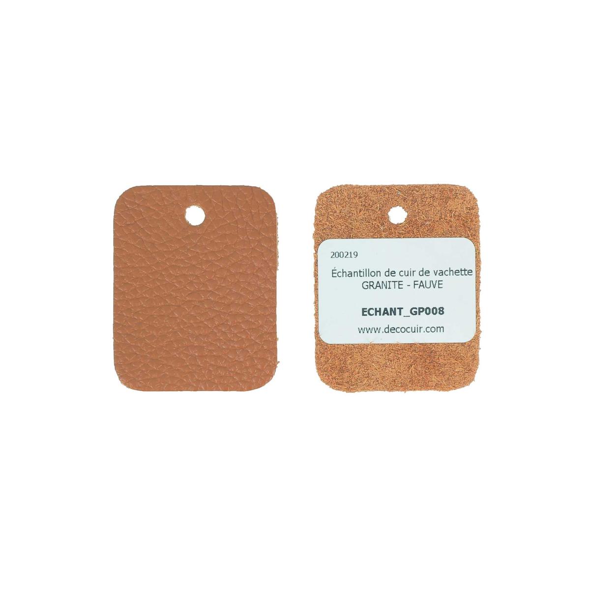 Échantillon de cuir de vachette GRANITE de Deco Cuir, zoom sur la texture et la couleur du cuir veau.