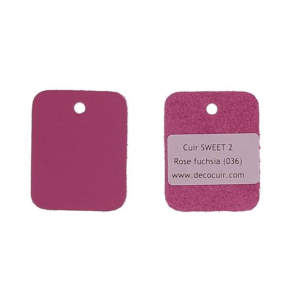 Échantillon de cuir de vachette Deco Cuir SWEET 2 en rose fuchsia, texture douce et finition élégante.