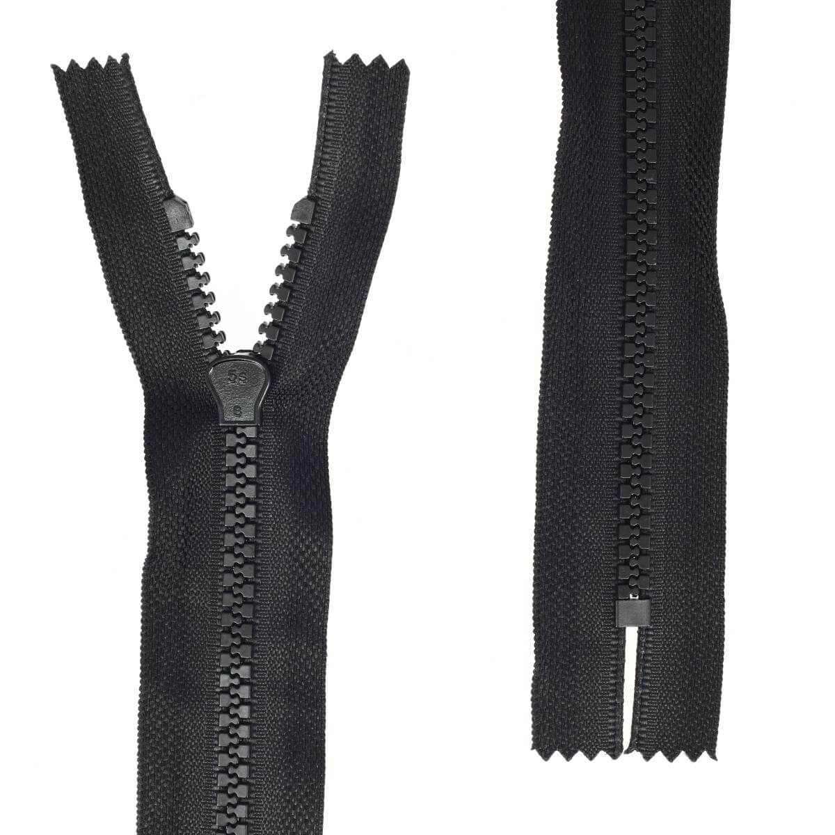 Fermeture à glissière en plastique noire de 20 cm, 6 mm, pour vêtements, marque Autres, produit de mercerie.