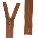Fermeture à glissière séparable en plastique marron de 6mm, pour vêtements et accessoires, vue rapprochée.