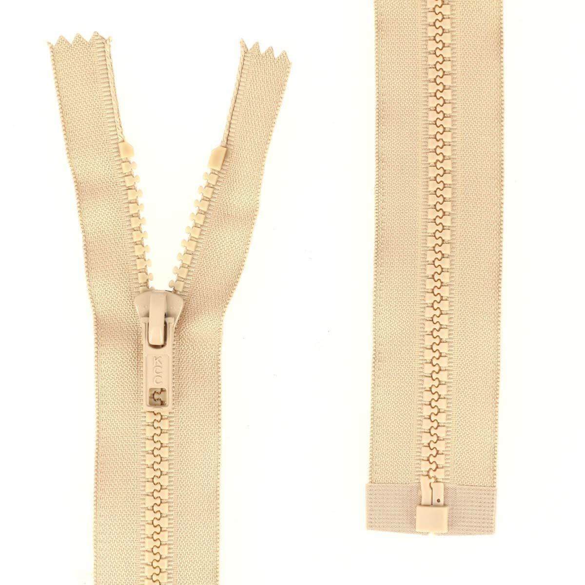 Fermeture à glissière séparable en plastique beige de 6 mm, mercerie de la marque Autres, vue détaillée en zoom