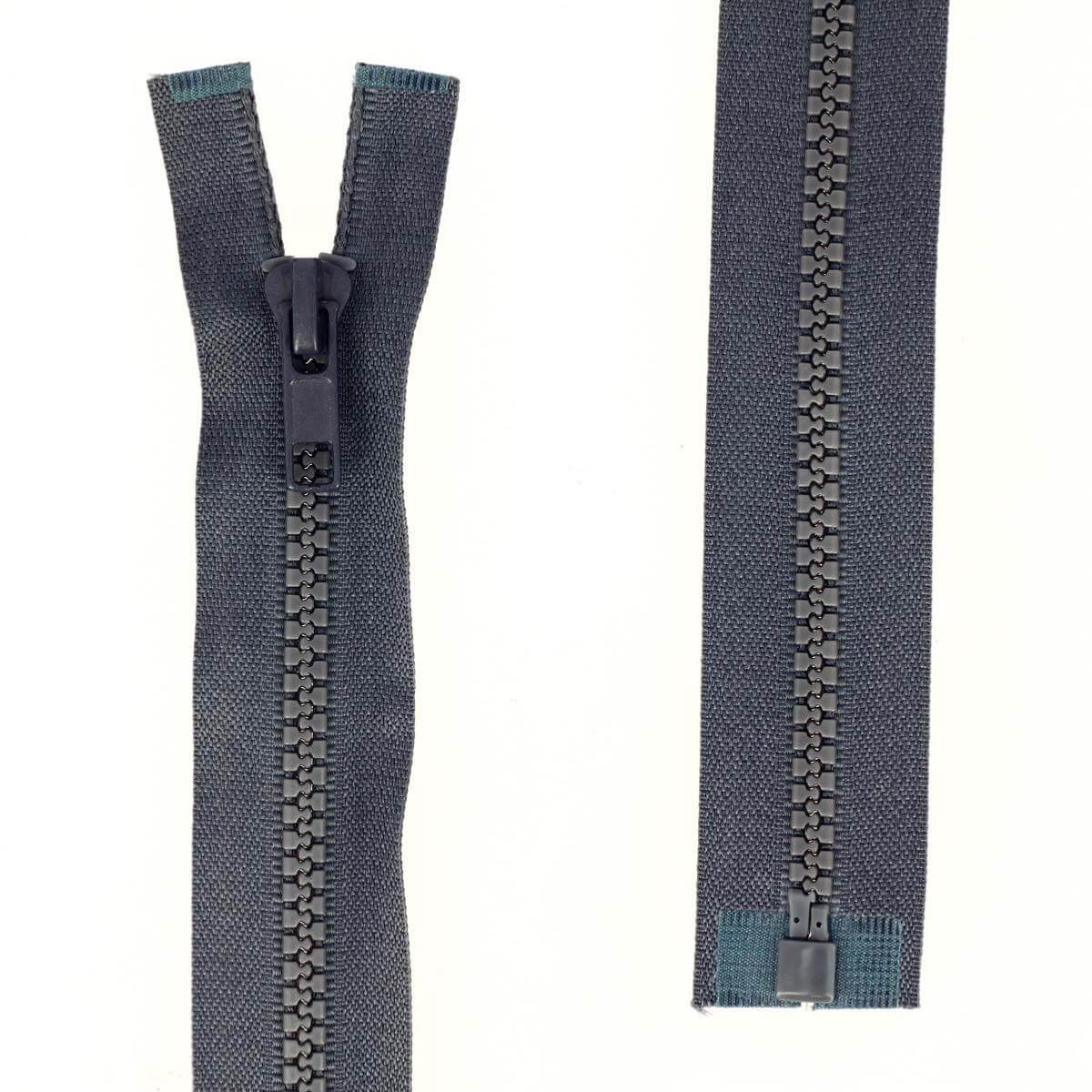Fermeture à glissière séparables en plastique de 6mm couleur graphite, vue rapprochée, pour vêtements ou sacs.