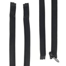 Fermeture à glissière séparable en nylon noir de 4 mm, produit de mercerie, visible en gros plan.