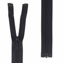 Fermeture à glissière séparables en nylon noir de 4 mm, mercerie Autres, avec curseur et dents visibles.