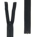 Fermeture à glissière séparables en nylon noir 6mm, produit de mercerie avec curseur, vue rapprochée.