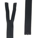 Fermeture à glissière séparable en nylon noir de 6 mm pour mercerie, avec glissière divisible, vue en gros plan.