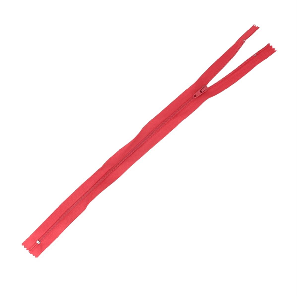 Fermeture à glissière en nylon rouge de 4 mm de 35 cm pour couture, marque Autres, vue en détail.