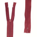 Fermeture à glissière en nylon de 4mm de couleur bordeaux, mercerie pour vêtements, marque Autres.