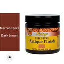 Patine pour cuir Fiebing's Antique finish 118ml, teinture marron foncé, appliquée sur une surface en cuir avec un fini antique.