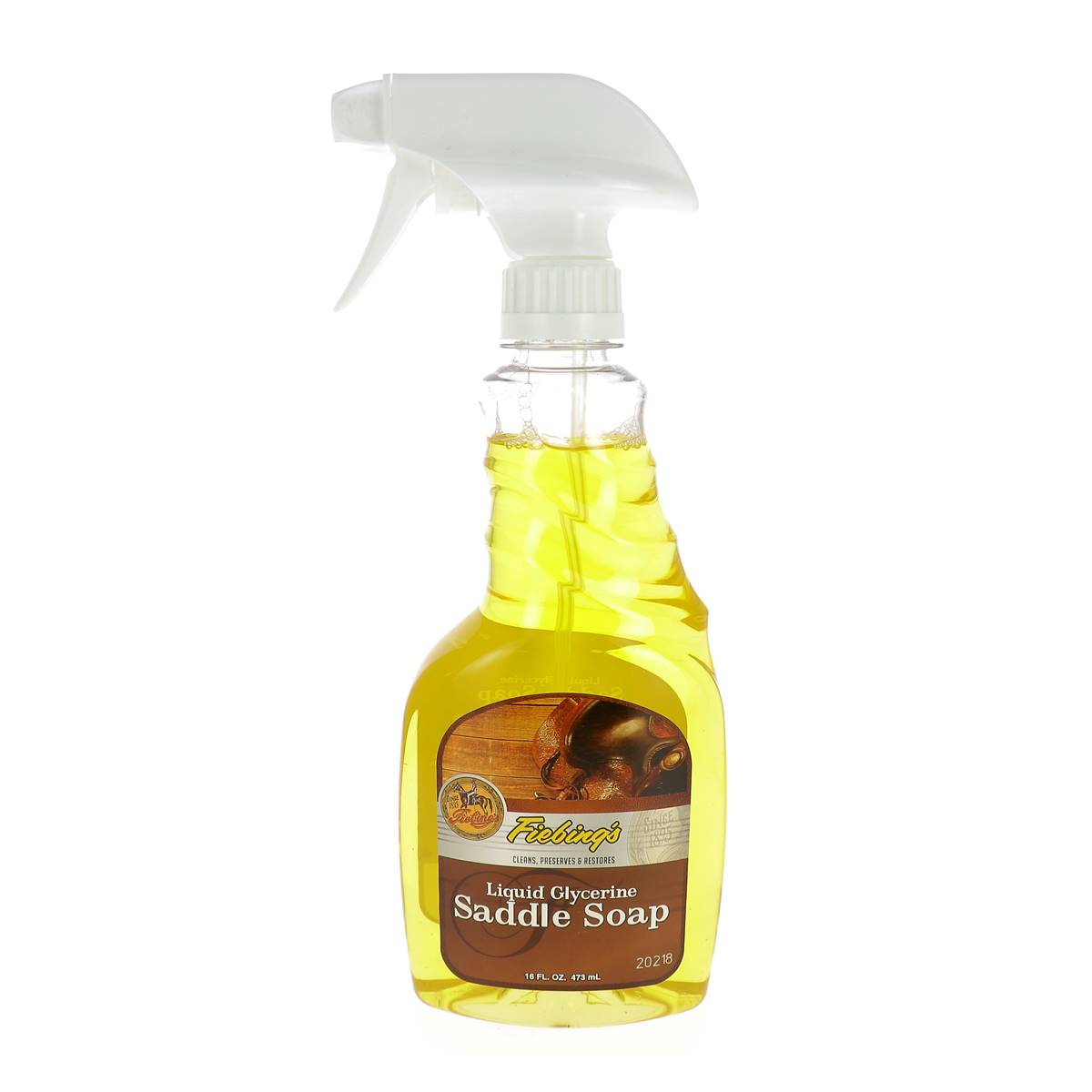 Spray de savon glycériné Fiebing's Saddle Soap pour l'entretien du cuir, 473 ml, flacon pulvérisateur.