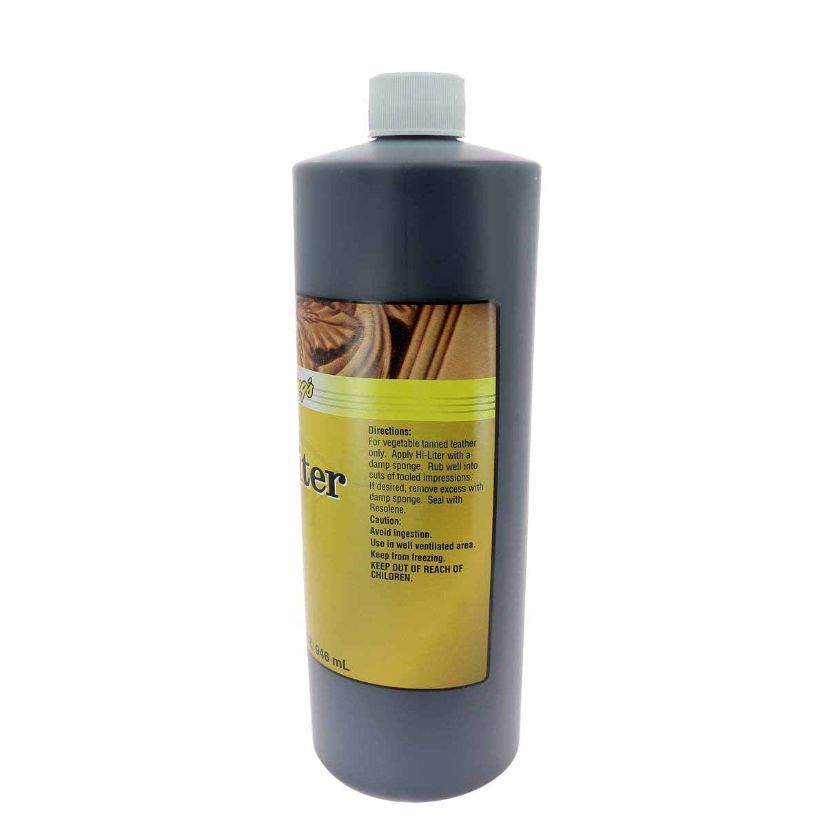Teinture pour repoussage Hi-Liter de Fiebing's, bouteille de teintures et peintures pour cuir, contenant la teinture en liquide.
