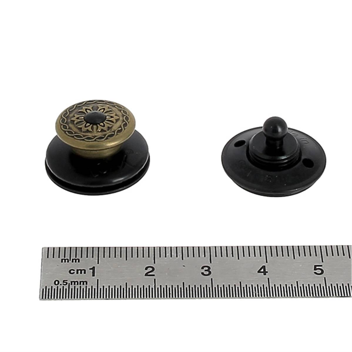 Fermeture autobloquante Loxx Viktor en laiton vieillie et noir, accessoire pour fixation robuste et durable.